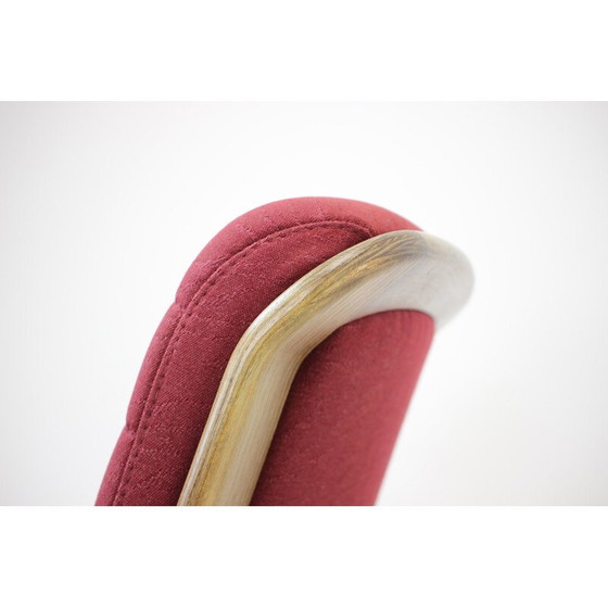 Image 1 of Fauteuil vintage en tissu et bois courbé par Albert Stoll pour Giroflex, Suisse 1970