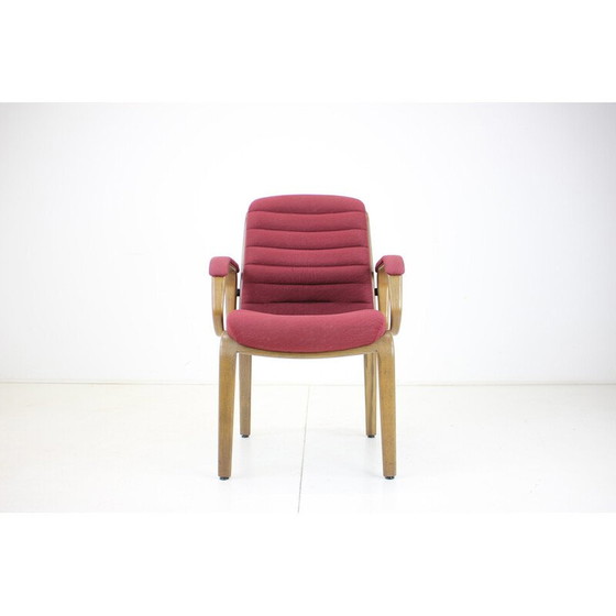 Image 1 of Fauteuil vintage en tissu et bois courbé par Albert Stoll pour Giroflex, Suisse 1970