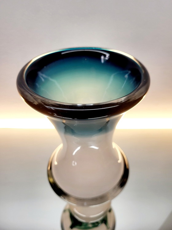 Image 1 of Val Saint Lambert Studio Cristal Vase sur pied, signé, Hatch, 1980