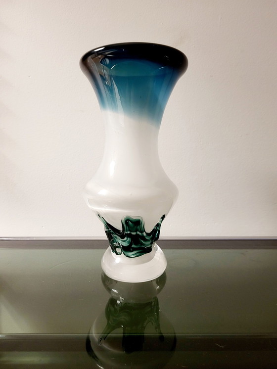 Image 1 of Val Saint Lambert Studio Cristal Vase sur pied, signé, Hatch, 1980