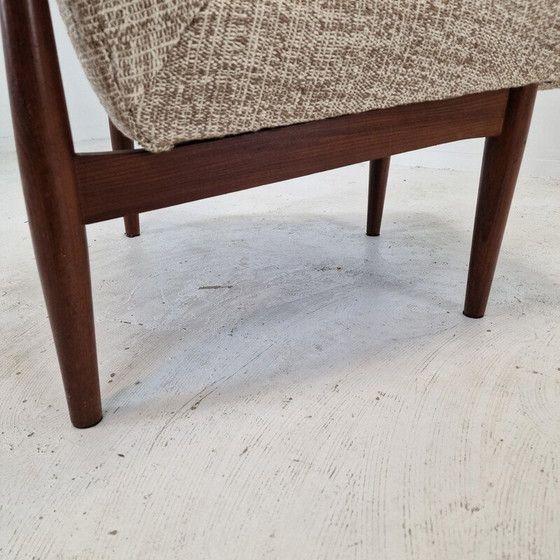 Image 1 of Ensemble de 4 chaises vintage en teck et tissu, Danemark 1960