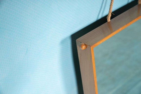 Image 1 of Miroir en bois Japandi Scandinave 70s, miroir minimaliste
