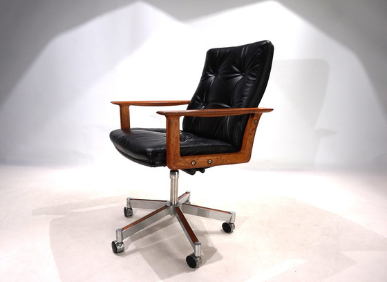 Image 1 of Chaise de bureau Sibast en cuir et teck d'Arne Vodder, 1960