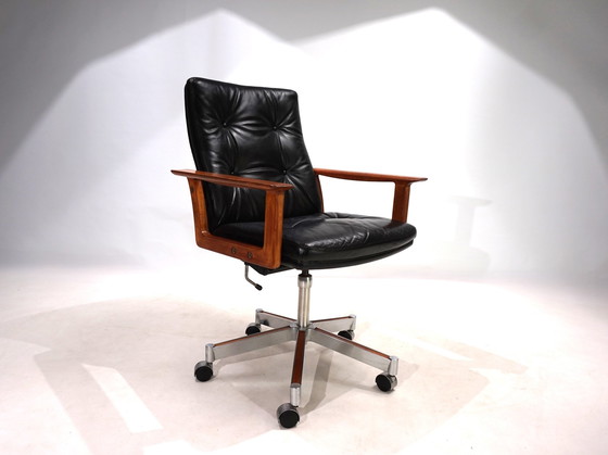 Image 1 of Chaise de bureau Sibast en cuir et teck d'Arne Vodder, 1960