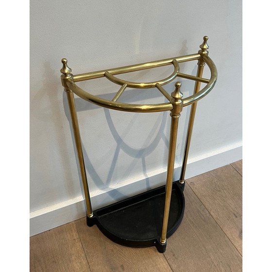 Image 1 of Porte-parapluie vintage arrondi en laiton et fonte, France 1900