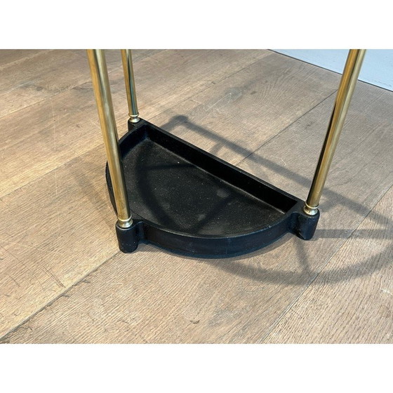 Image 1 of Porte-parapluie vintage arrondi en laiton et fonte, France 1900