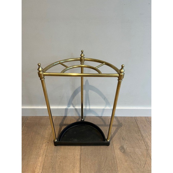 Image 1 of Porte-parapluie vintage arrondi en laiton et fonte, France 1900