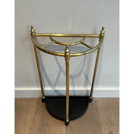 Image 1 of Porte-parapluie vintage arrondi en laiton et fonte, France 1900
