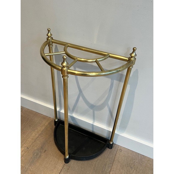Image 1 of Porte-parapluie vintage arrondi en laiton et fonte, France 1900
