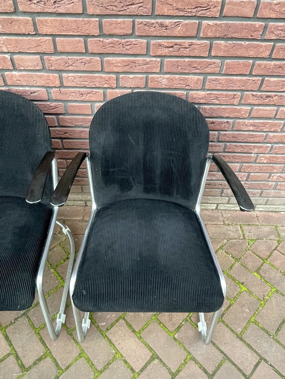 Image 1 of Quatre fauteuils / chaises originaux Gispen 413. 1960's Pays-Bas