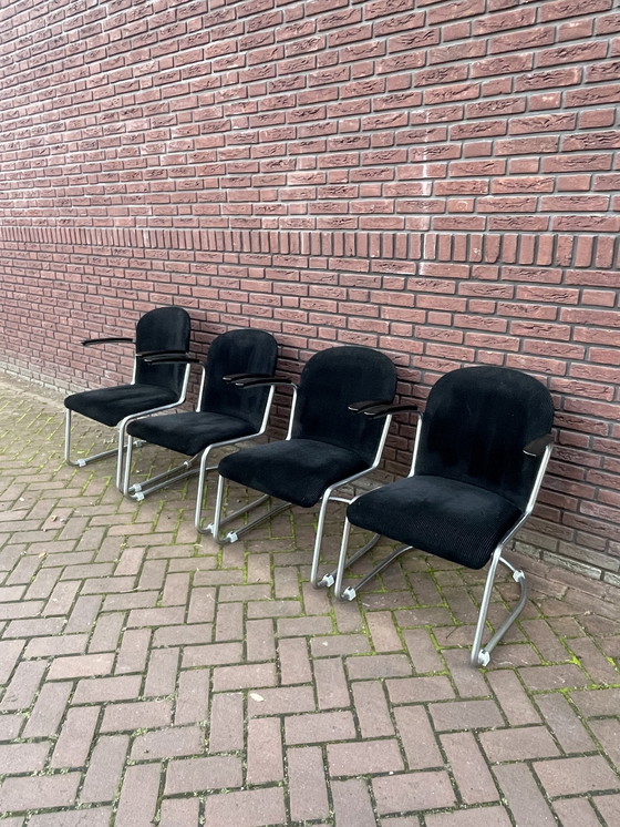 Image 1 of Quatre fauteuils / chaises originaux Gispen 413. 1960's Pays-Bas