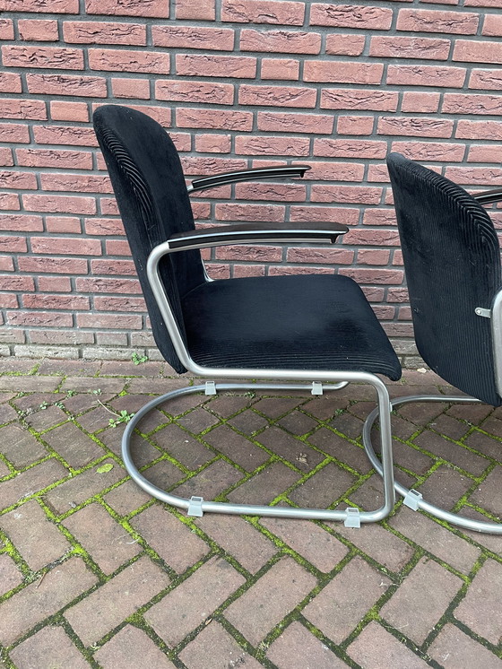 Image 1 of Quatre fauteuils / chaises originaux Gispen 413. 1960's Pays-Bas