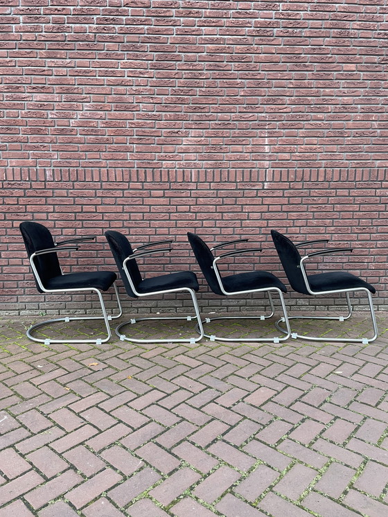 Image 1 of Quatre fauteuils / chaises originaux Gispen 413. 1960's Pays-Bas