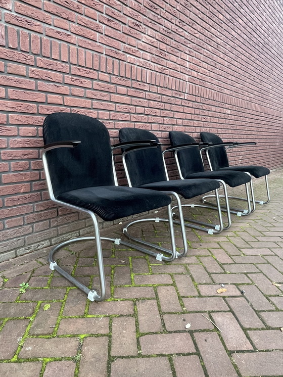 Image 1 of Quatre fauteuils / chaises originaux Gispen 413. 1960's Pays-Bas