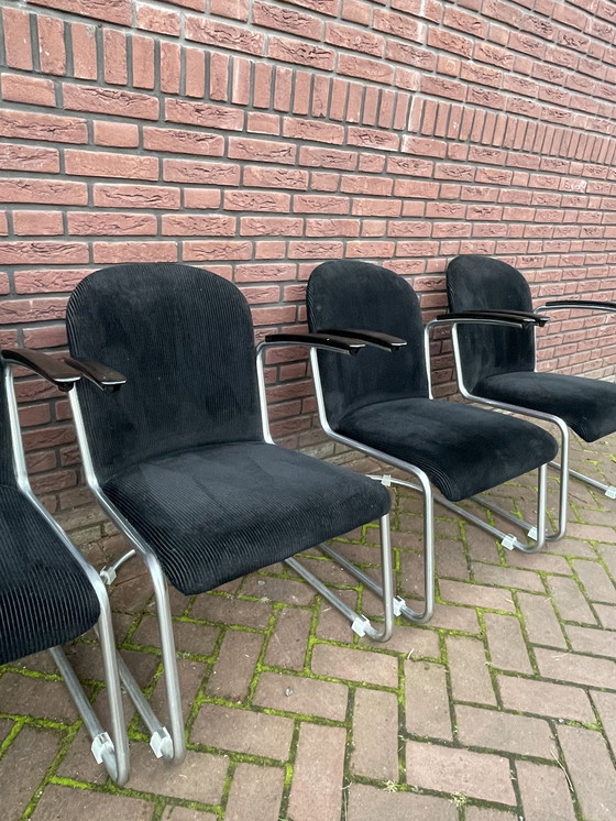 Image 1 of Quatre fauteuils / chaises originaux Gispen 413. 1960's Pays-Bas