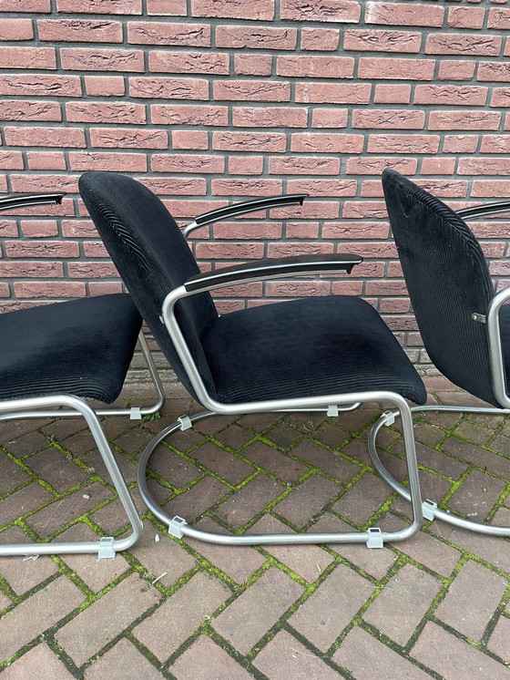 Image 1 of Quatre fauteuils / chaises originaux Gispen 413. 1960's Pays-Bas