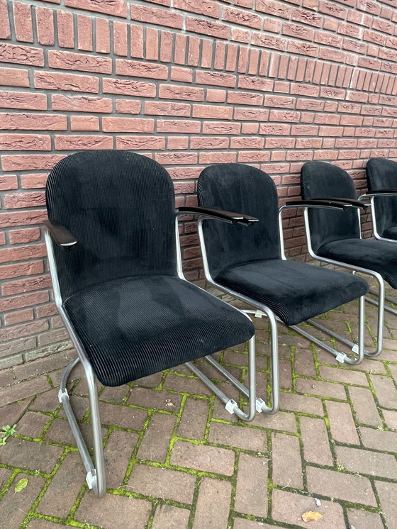 Image 1 of Quatre fauteuils / chaises originaux Gispen 413. 1960's Pays-Bas