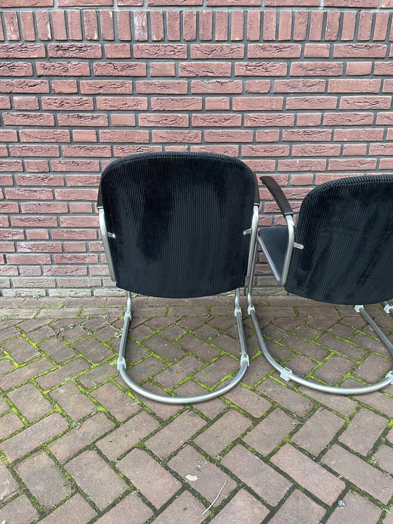 Image 1 of Quatre fauteuils / chaises originaux Gispen 413. 1960's Pays-Bas