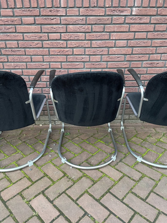 Image 1 of Quatre fauteuils / chaises originaux Gispen 413. 1960's Pays-Bas