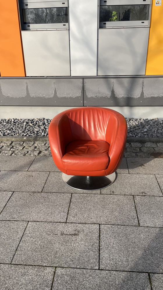 Image 1 of Koinor Design Fauteuil pivotant Pearl Cuir Bourgogne-Rouge