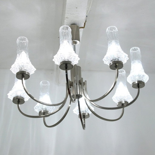 Lustre à huit branches en cristal - années 1960