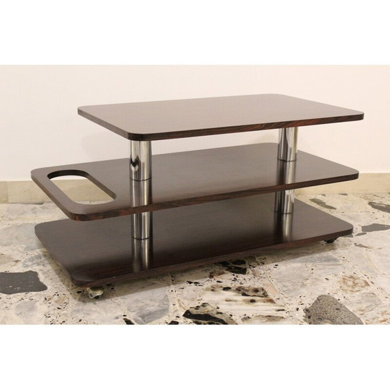 Image 1 of Table de bar vintage en stratifié de bois de rose et métal chromé, Italie 1970
