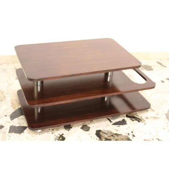 Image 1 of Table de bar vintage en stratifié de bois de rose et métal chromé, Italie 1970