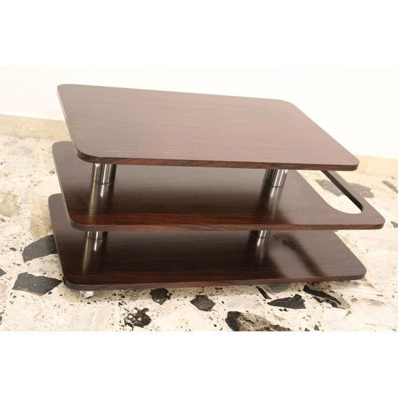 Image 1 of Table de bar vintage en stratifié de bois de rose et métal chromé, Italie 1970