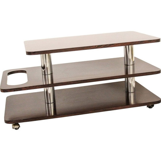 Image 1 of Table de bar vintage en stratifié de bois de rose et métal chromé, Italie 1970