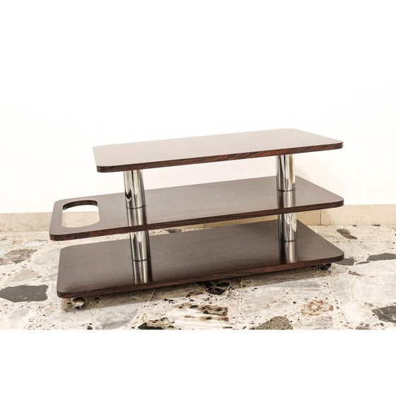 Image 1 of Table de bar vintage en stratifié de bois de rose et métal chromé, Italie 1970