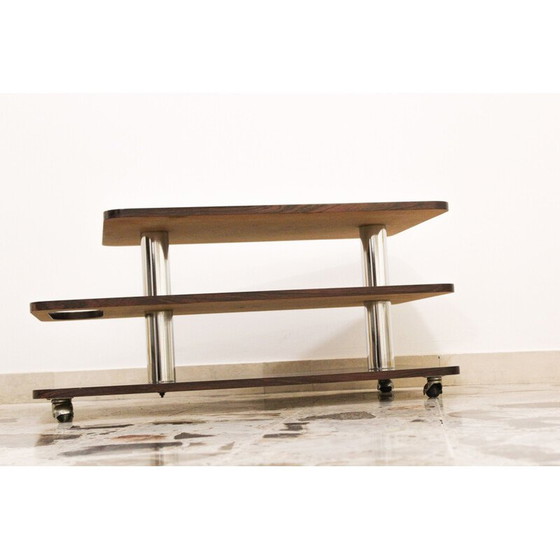 Image 1 of Table de bar vintage en stratifié de bois de rose et métal chromé, Italie 1970