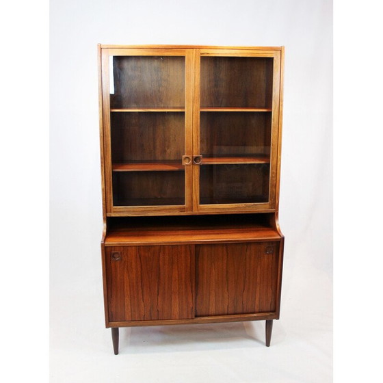 Image 1 of Armoire vintage avec portes en verre en bois de rose, Danemark 1960