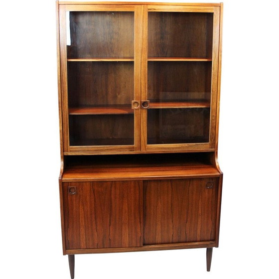 Image 1 of Armoire vintage avec portes en verre en bois de rose, Danemark 1960