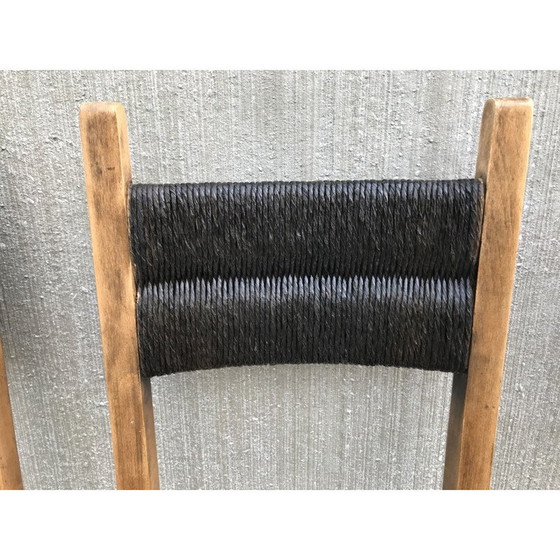 Image 1 of Suite de 4 chaises en paille vintage 1960