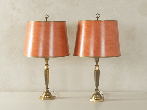 2X Lampes de table en laiton, 1960S