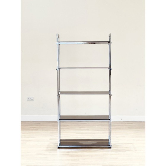 Image 1 of Etagère vintage en verre fumé par Tim Bates pour Pieff Lisse, Angleterre 1970