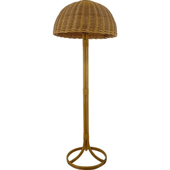 Image 1 of Lampadaire vintage en rotin, Tchécoslovaquie, années 1980