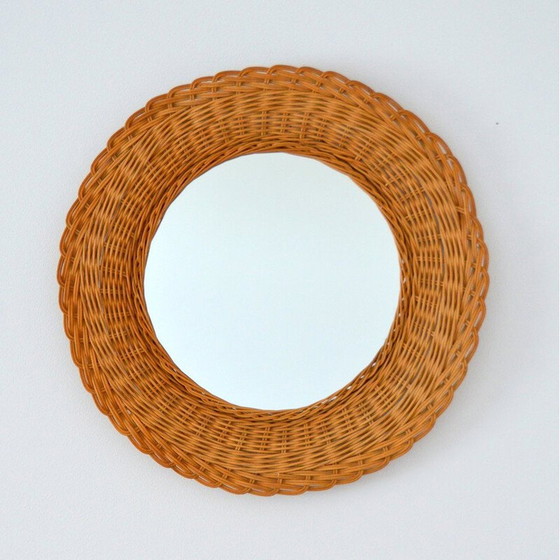 Image 1 of Miroir vintage en rotin tressé, 1960