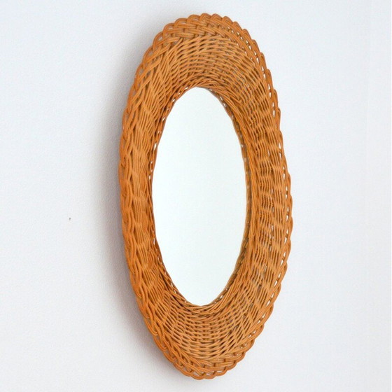 Image 1 of Miroir vintage en rotin tressé, 1960