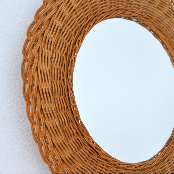 Image 1 of Miroir vintage en rotin tressé, 1960