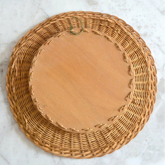 Image 1 of Miroir vintage en rotin tressé, 1960
