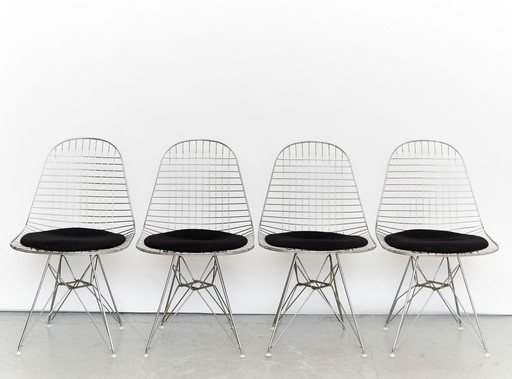 Set Of Dkr Wire Dining Chairs By Charles & Ray Eames For Herman Miller