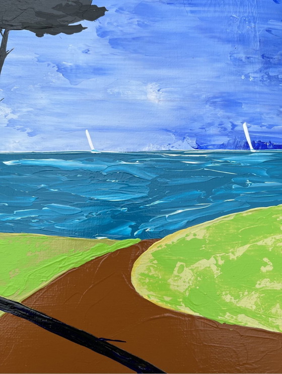 Image 1 of Le Chemin De La Plage. Acrylique De Frédéric Cadiou. 