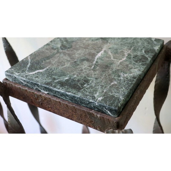 Image 1 of Paire de colonnes de jardin vintage en fer forgé et marbre veiné, 1960