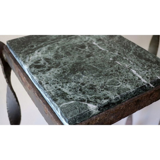 Image 1 of Paire de colonnes de jardin vintage en fer forgé et marbre veiné, 1960