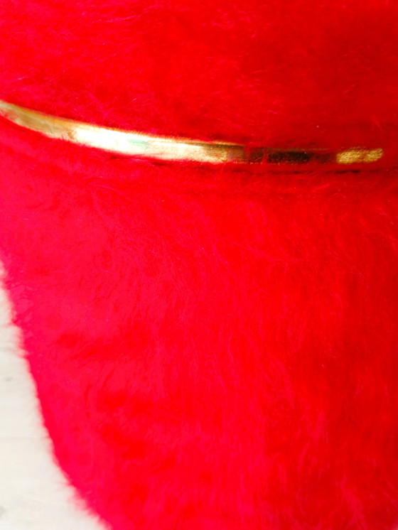 Image 1 of Pouf Moumoute Rouge Style Pelfran