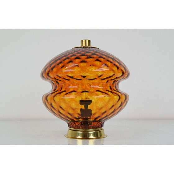 Image 1 of Lampe vintage en verre et laiton, Tchécoslovaquie 1960