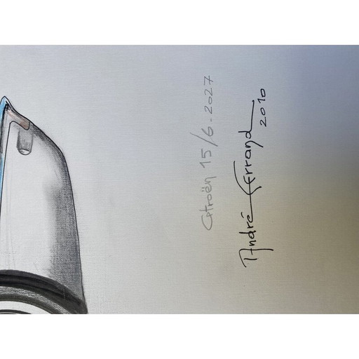 Dessin d'époque "Citroën 15/6. 2027" par André Ferrand, 2010