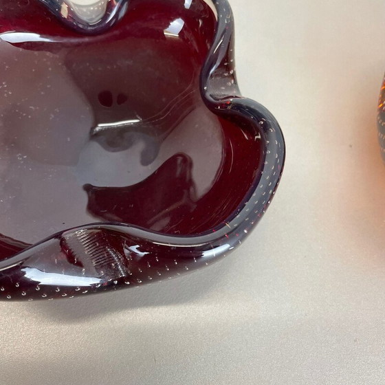 Image 1 of Paire de cendriers vintage en verre de Murano pour Venini Glass, Italie 1970