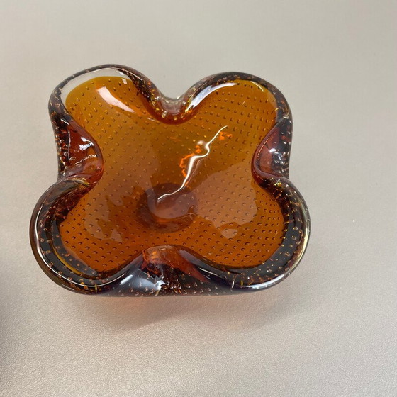 Image 1 of Paire de cendriers vintage en verre de Murano pour Venini Glass, Italie 1970